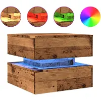 vidaXL Table basse avec lampes LED imitation vieux bois 50x50x40 cm