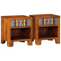 vidaXL Table de chevet 2 pcs 40x35x45 cm bois d'acacia massif