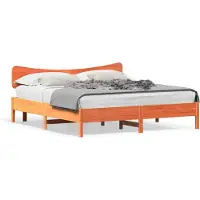 vidaXL Lit en bois massif, sans matelas, en pin brun ciré 160x200