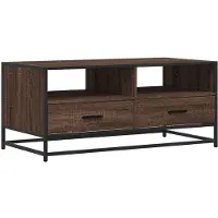 vidaXL Table basse marron imitation chêne 100x50x45 cm bois composite métal