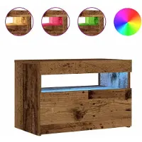 vidaXL Table de chevet avec lumières LED vieux bois bois d'ingénierie