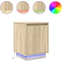 vidaXL Tables de chevet avec lumières LED 2pcs chêne sonoma 38x34x50cm