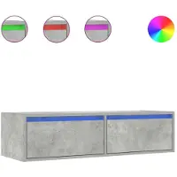 vidaXL Armoire TV avec lampes LED gris béton 100x35,5x25 cm