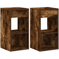 vidaXL Tables de chevet avec tiroir 2 pcs chêne fumé 35x34x66,5 cm