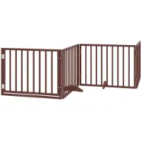 vidaXL Porte pour chien pliable à 4 panneaux, marron, 320 cm, bois de peuplier