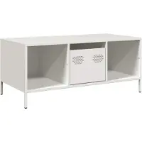 vidaXL Table basse blanche 101,5x50x43,5 cm Acier laminé à froid