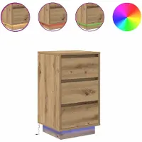 vidaXL Armoire de chevet et lumières LED chêne artisanal 38x34x65 cm