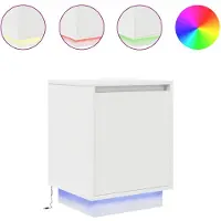 vidaXL Tables de chevet avec lumières LED 2 pcs blanc 38x34x50 cm