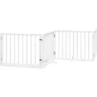 vidaXL Barrière pour chiens et porte 4 panneaux blanc bois de peuplier