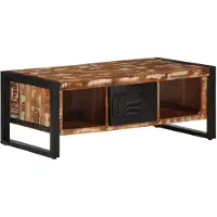vidaXL Table basse multicolore 90x50x36 cm bois de récupération massif