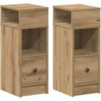 vidaXL Tables de chevet 2 pcs avec tiroir chêne artisanal 25 x 31 x 66 cm