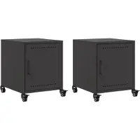 vidaXL Tables de chevet 2 pcs noir 36x39x43,5 cm acier