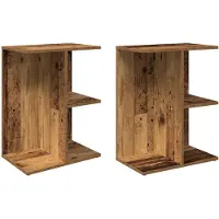 vidaXL Tables de chevet 2 pcs vieux bois 46,5x29x61 cm bois ingénierie