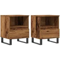 vidaXL Tables de chevet 2 pcs vieux bois 40x35x50 cm bois d’ingénierie