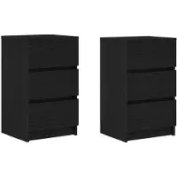 vidaXL Tables de chevet avec 3 tiroirs 2 pcs noir 39x35x65 cm