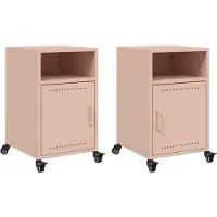 vidaXL Tables de chevet 2 pcs rose 36x39x59 cm acier