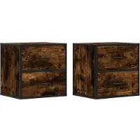 vidaXL Tables de chevet murales 2 pcs Chêne fumé 40x31x39,5 cm