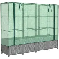 vidaXL Lit surélevé avec serre aspect rotin 160x40x138 cm