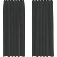 vidaXL Voile Rideaux avec patte 2 pcs. noir