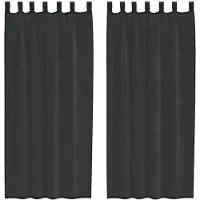 vidaXL Voile Rideaux avec poches à tringles 2 pcs. noir