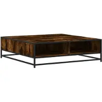 vidaXL Table basse chêne fumé 100x100x30 cm bois composite et métal