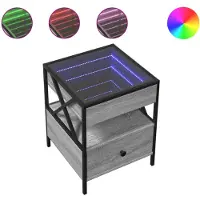 vidaXL Table de chevet avec LED infini sonoma gris 40x40x51 cm
