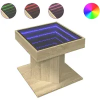 vidaXL Table basse LED Chêne Sonoma 50x50x45 cm Matériau dérivé du bois
