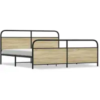 vidaXL Lit métallique sans matelas Chêne Sonoma 193x203 cm