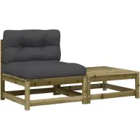 vidaXL Canapé de jardin sans accoudoirs avec coussin et pouf