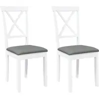 vidaXL Chaises de salle à manger avec coussins 2 pcs. Blanc Bois massif Hévéa