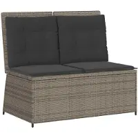vidaXL Banc de jardin Réglable avec coussins Gris Poly Rattan