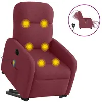 vidaXL Fauteuil de massage électrique avec releveur Tissu rouge vin