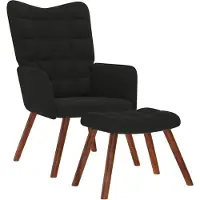 vidaXL Fauteuil de relaxation avec pouf Velours noir