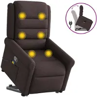 vidaXL Fauteuil de massage avec releveur Tissu marron foncé