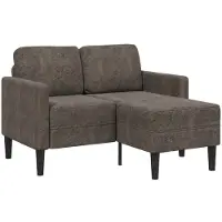 vidaXL Canapé 2 places avec chaise longue en L gris foncé 125 cm similicuir
