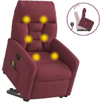 vidaXL Fauteuil de massage avec releveur vin rouge Tissu