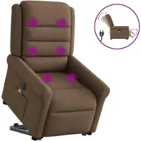 vidaXL Fauteuil de massage électrique avec releveur Marron Tissu