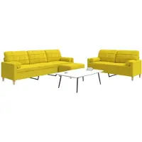 vidaXL Ensemble de canapés 3 pièces avec pouf & coussins décoratifs Tissu jaune clair