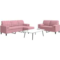 vidaXL Ensemble de canapés 3 pièces avec coussins et traversins Rose velours