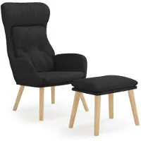 DKD Home Decor Chaise de relaxation avec repose-pied Noir Tissu