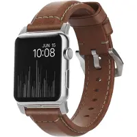 Nomad Bracelet en Cuir Apple Watch 42 mm Brun/Argent
