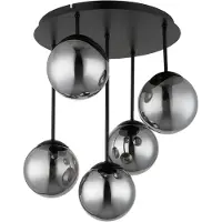 Globo Plafonnier HARMON, métal, anthracite, verre, 5 lumières, hauteur 51 cm