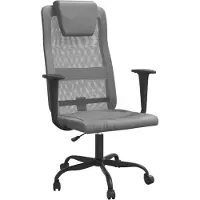 vidaXL Chaise de bureau , réglable en hauteur, gris, tissu maillé et similicuir