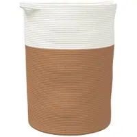vidaXL Panier de rangement marron et blanc Ø49x65 cm coton