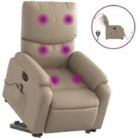 vidaXL Fauteuil de massage avec releveur électrique Cappuccino similicuir