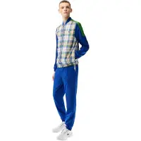 Lacoste Ensemble de survêtement Sport pour homme, comprenant pantalon et veste, motif à carreaux bleu-vert, taille XS
