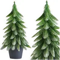 Lean Sapin De Noël Décoratif Artificiel En Pot Finition Argent 32 X 12 Cm