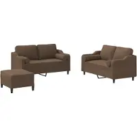 vidaXL Ensemble de canapés 3 pièces avec coussins Tissu brun