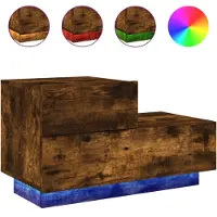 vidaXL Table de chevet avec lumières LED chêne fumé 70x36x40,5 cm