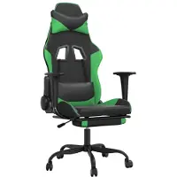 vidaXL Chaise de jeu avec massage & repose-pieds Noir & vert Similicuir